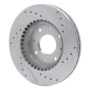 Kia Spectra5 Brake Rotor (1) - Front Left - R1 Concepts - Drilled & Slotted - Silver - `04-`09